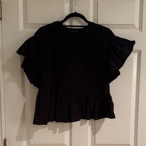 Zara Black Ruffled Blouse